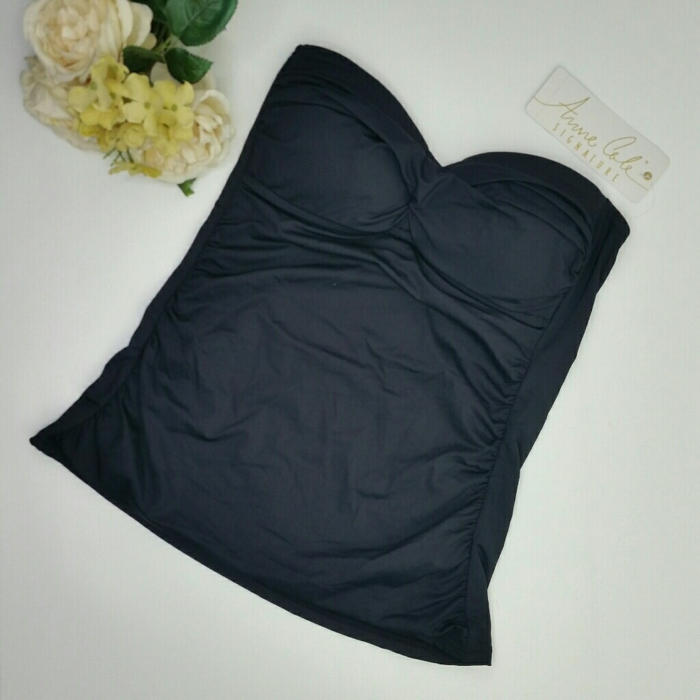 Anne Cole XS Tankini Black Twist-front Ruched - Picture 3 of 7